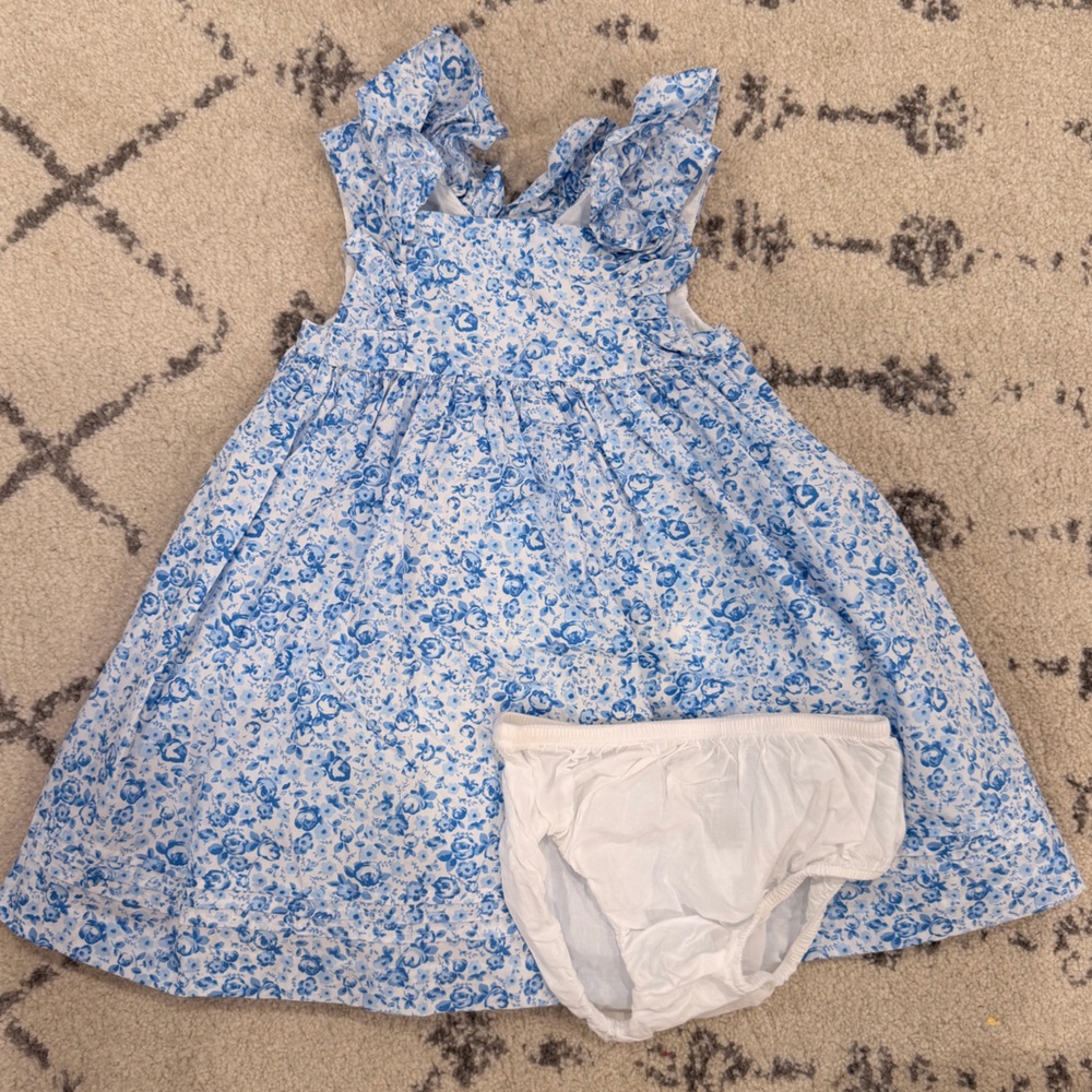 Janie and Jack White and Blue Floral Dress